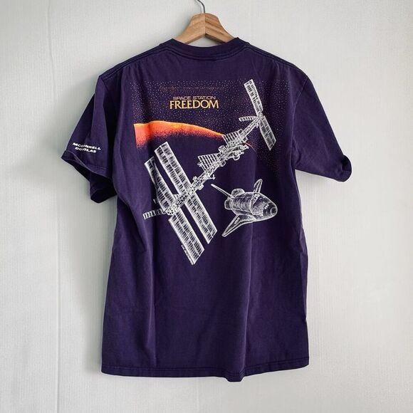 Vintage Space Station Freedom Shirt McDonnell Douglas Purple Jerzees Large - Picture 6 of 7